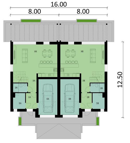 Rzut parteru POW. 151,4 m²