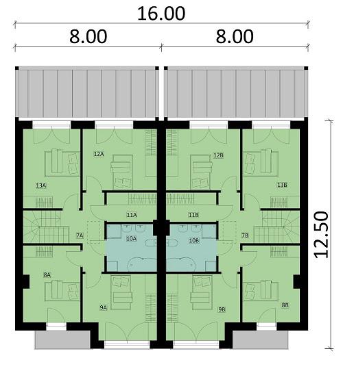 Rzut piętra POW. 149,1 m²