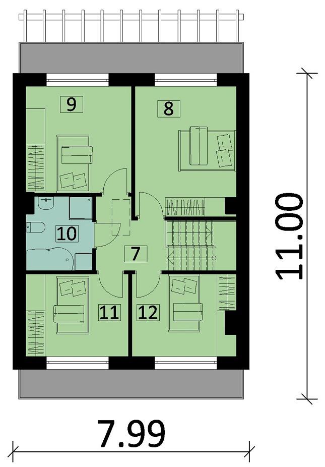Rzut piętra POW. 59,4 m²