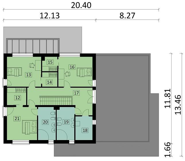 Rzut piętra POW. 116,3 m²