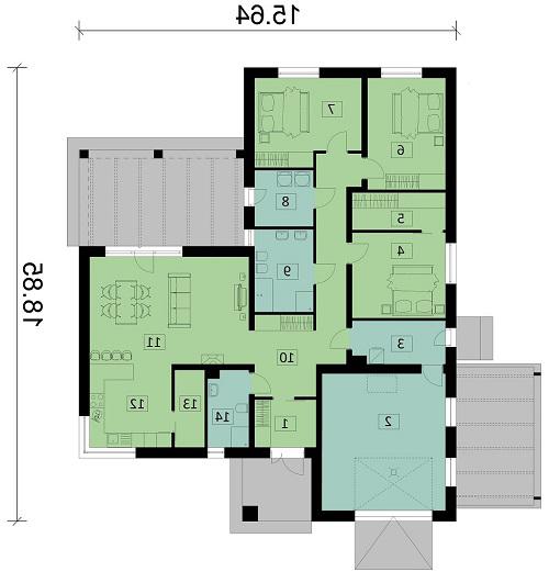 Rzut parteru lustro POW. 176,2 m²