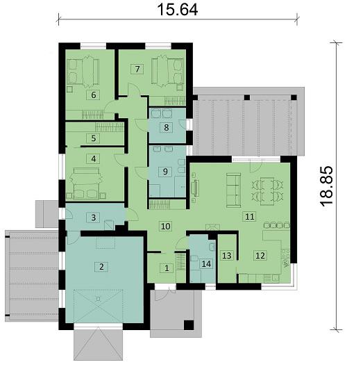 Rzut parteru POW. 176,2 m²