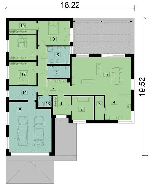 Rzut parteru POW. 48,3 m²