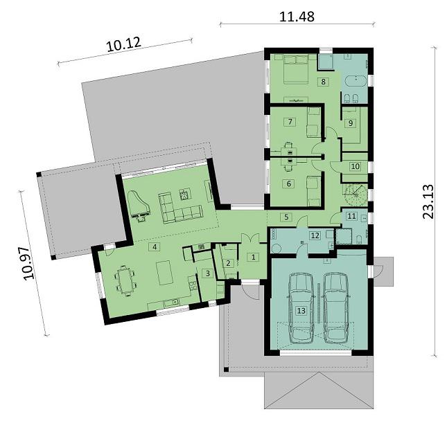 Rzut parteru POW. 247,3 m²