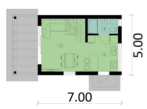Rzut parteru POW. 27,4 m²