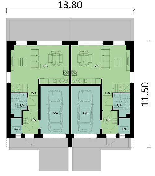Rzut parteru POW. 109,3 m²