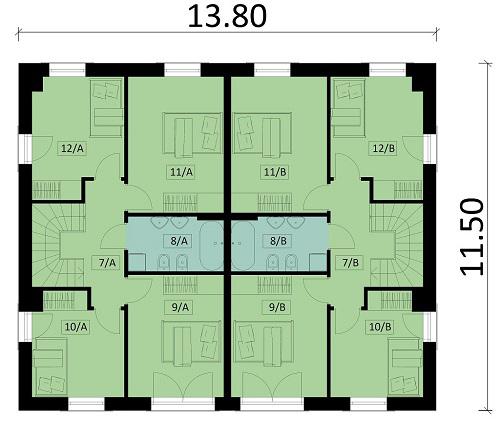 Rzut piętra POW. 127,9 m²