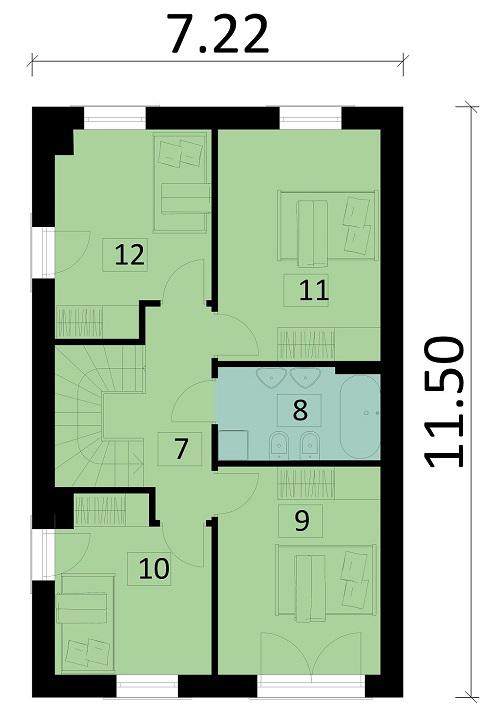 Rzut piętra POW. 64,0 m²