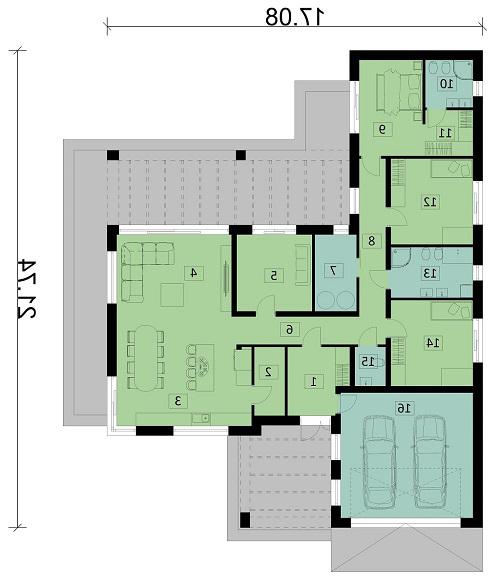 Rzut parteru lustro POW. 193,9 m²