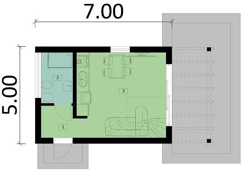 Rzut parteru POW. 27,2 m²