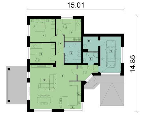 Rzut parteru POW. 139,0 m²
