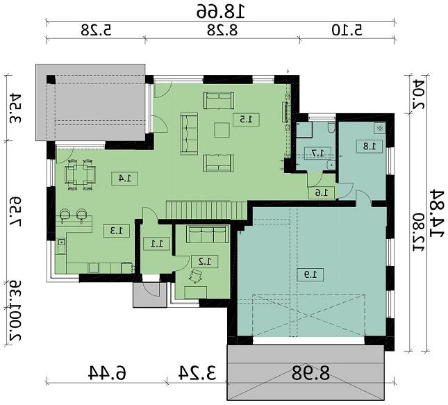 Rzut parteru lustro POW. 178,0 m²