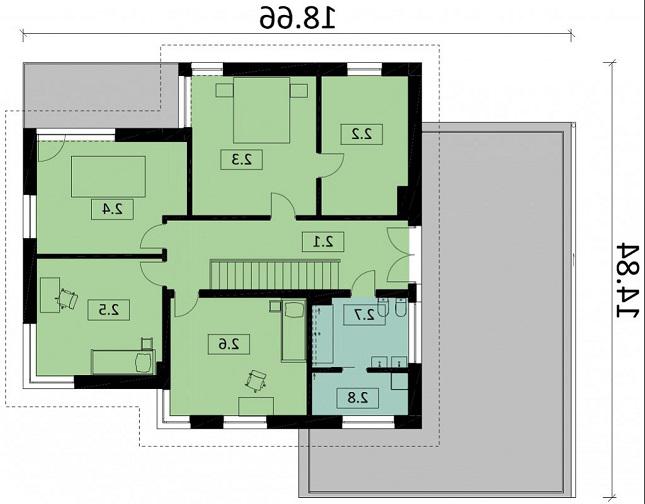 Rzut piętra lustro POW. 118,0 m²