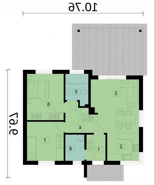 Rzut parteru lustro POW. 81,7 m²