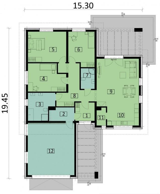 Rzut parteru POW. 181,7 m²