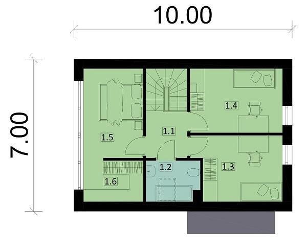 Rzut poddasza POW. 51,3 m²