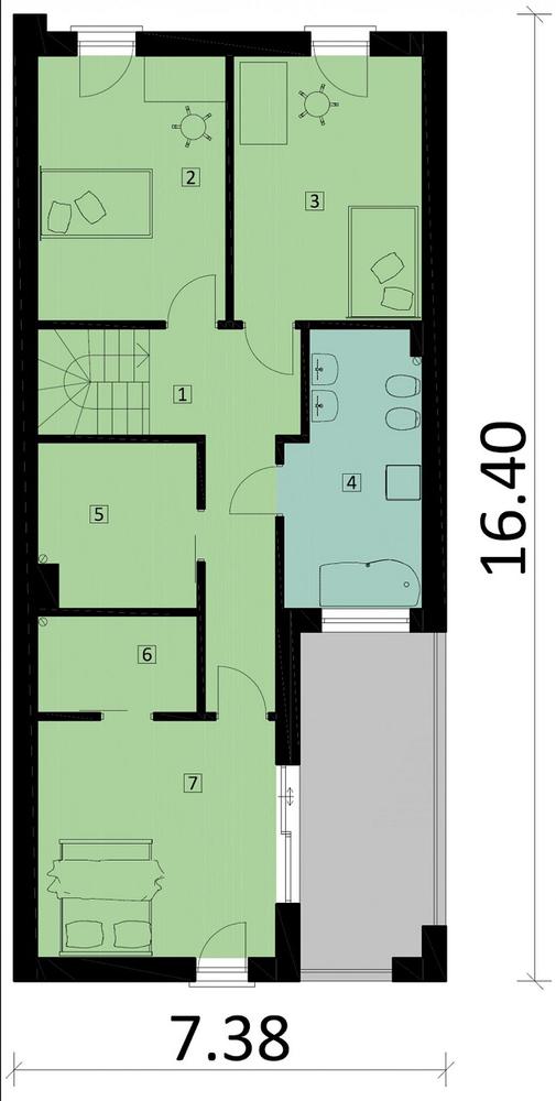 Rzut piętra POW. 77,1 m²