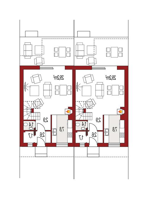 Rzut parteru lustro POW. 0,0 m²