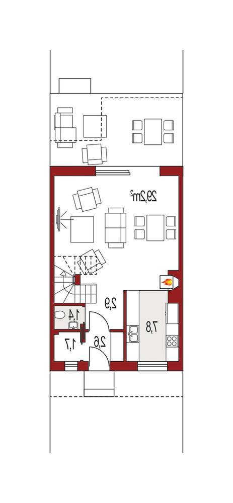Rzut parteru lustro POW. 0,0 m²