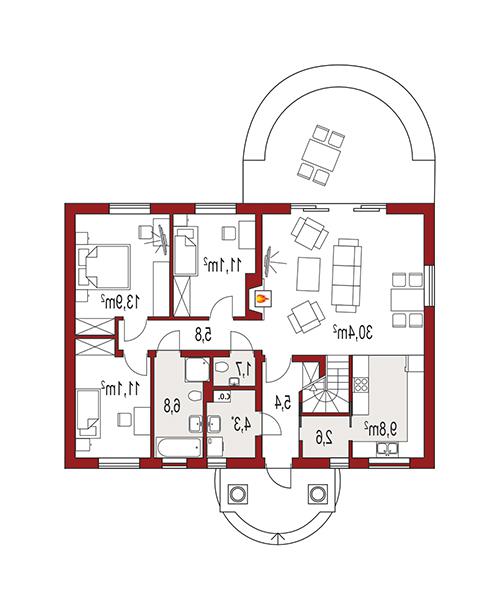 Rzut parteru lustro POW. 0,0 m²