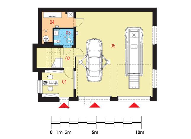 Rzut parteru POW. 107,6 m²