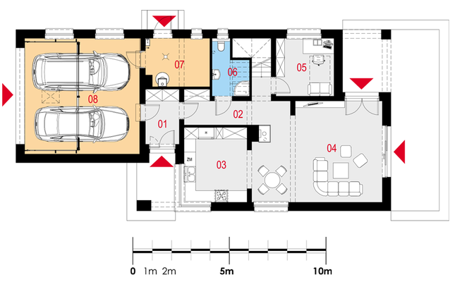 Rzut parteru POW. 116,9 m²