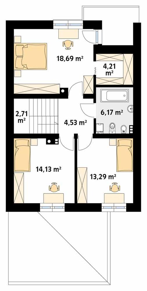 Rzut piętra POW. 61,0 m²