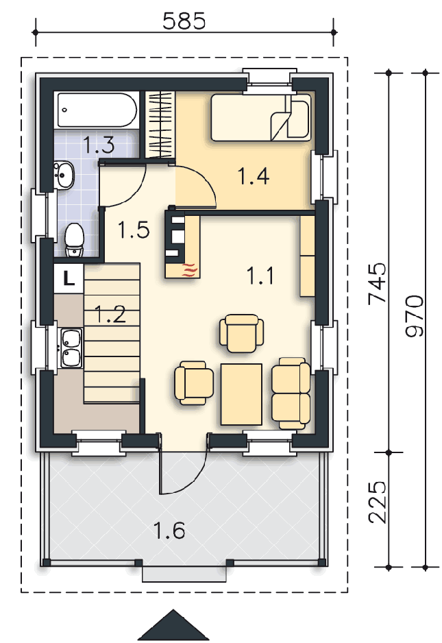Rzut parteru POW. 33,0 m²
