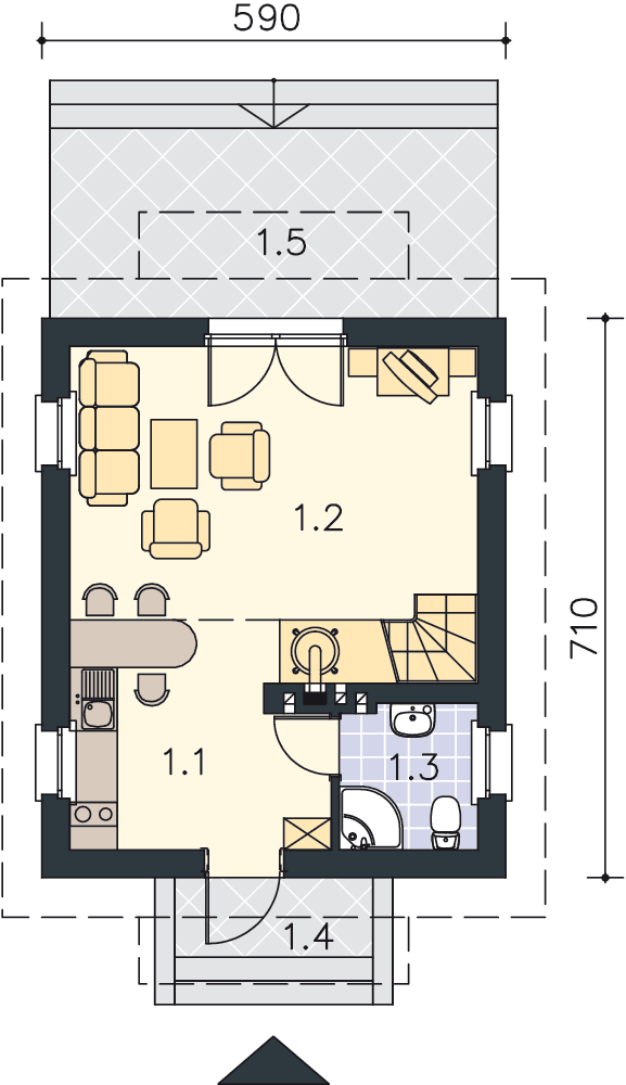 Rzut parteru POW. 31,2 m²