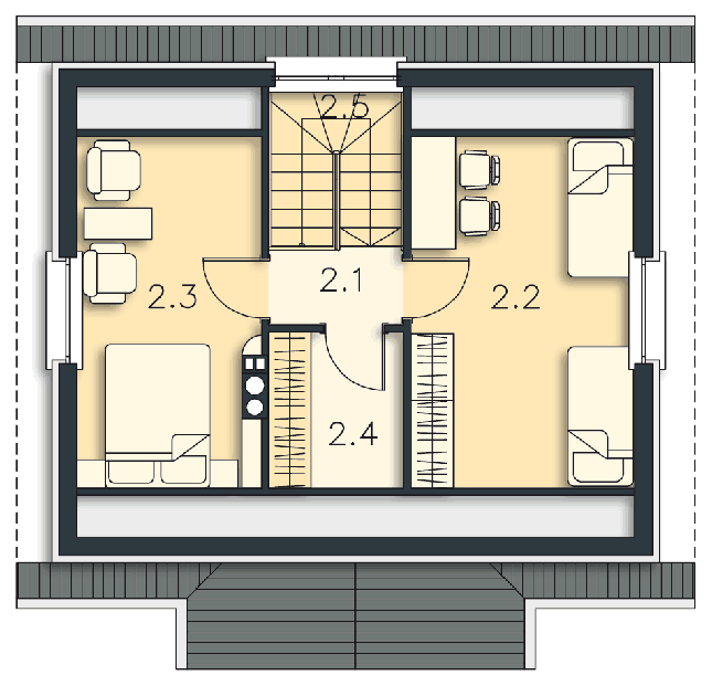 Rzut poddasza POW. 37,0 m²