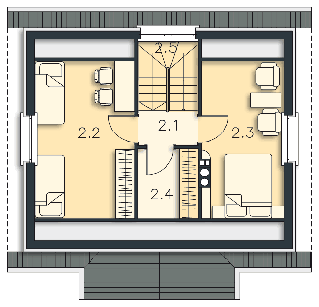 Rzut poddasza lustro POW. 37,0 m²