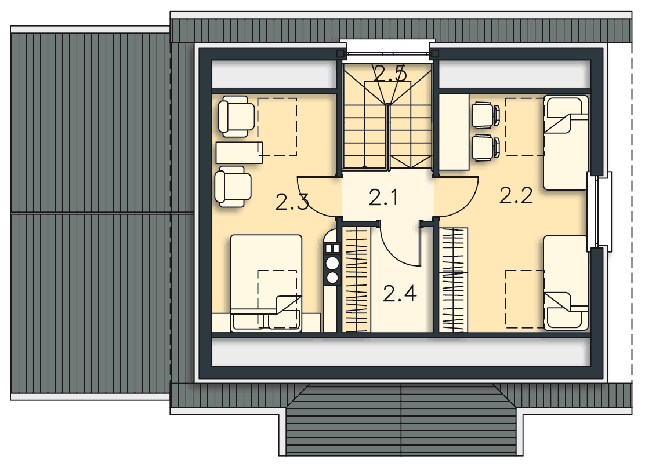 Rzut poddasza POW. 37,0 m²