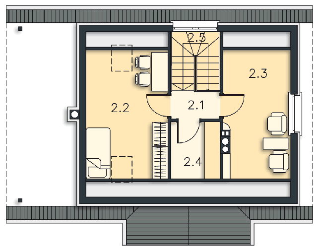 Rzut poddasza POW. 37,0 m²
