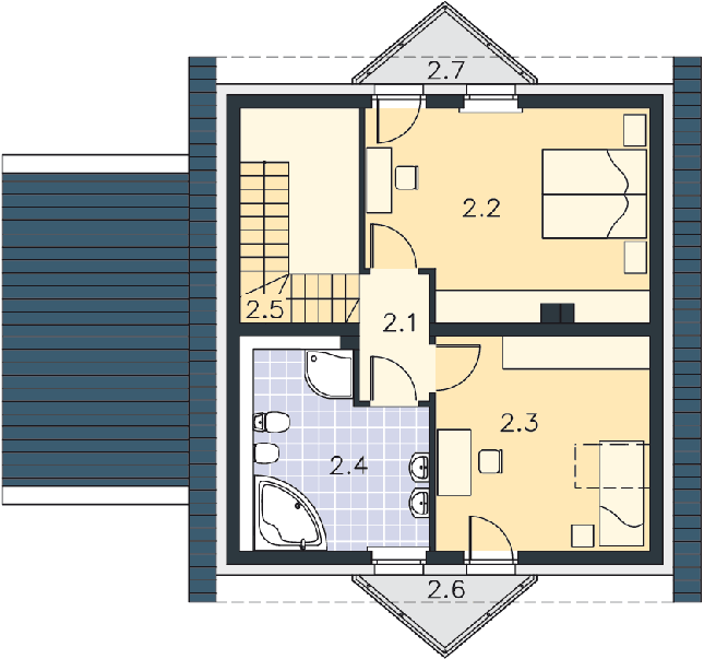 Rzut poddasza lustro POW. 60,8 m²