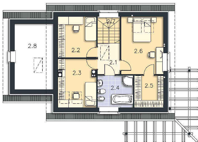 Rzut poddasza POW. 80,8 m²
