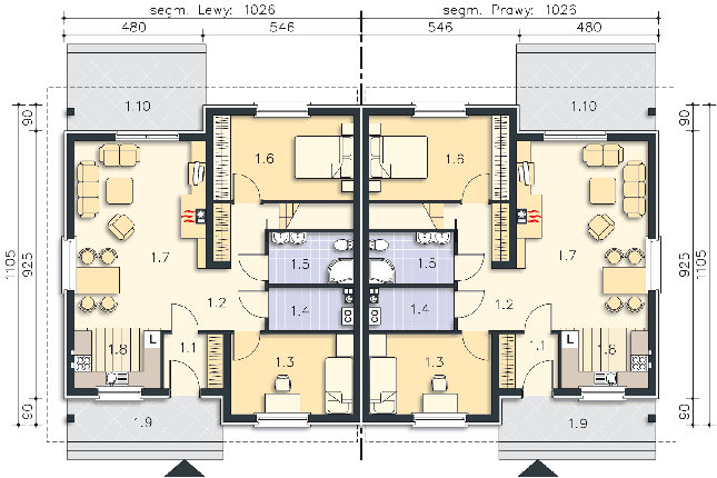 Rzut parteru POW. 83,0 m²