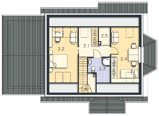Rzut poddasza POW. 58,8 m²