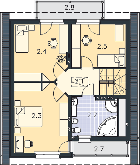 Rzut poddasza POW. 77,5 m²