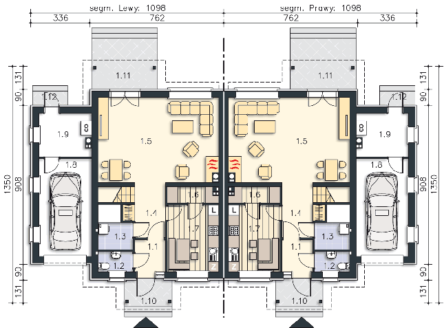 Rzut parteru POW. 88,1 m²