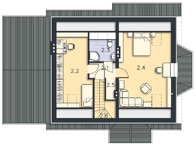 Rzut poddasza POW. 61,7 m²