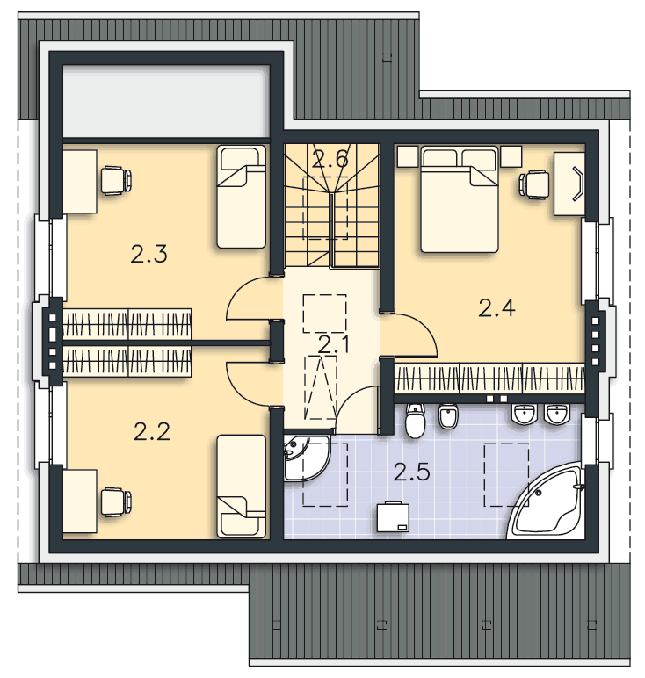 Rzut poddasza POW. 69,8 m²