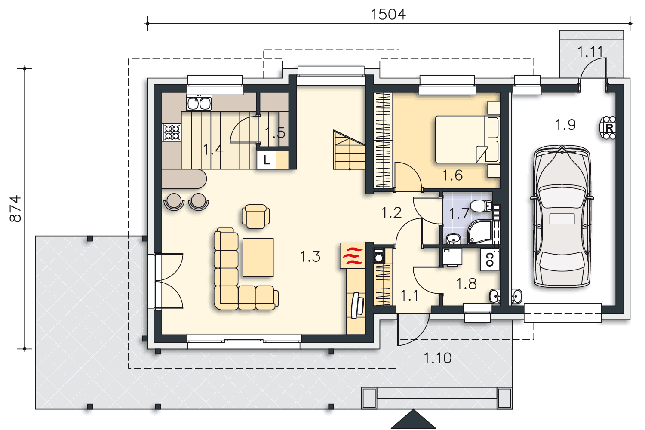 Rzut parteru POW. 93,2 m²