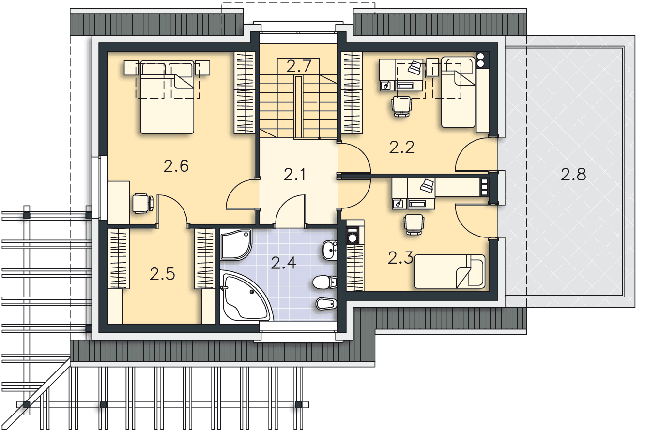Rzut poddasza POW. 99,7 m²