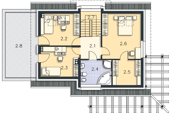 Rzut poddasza lustro POW. 99,7 m²