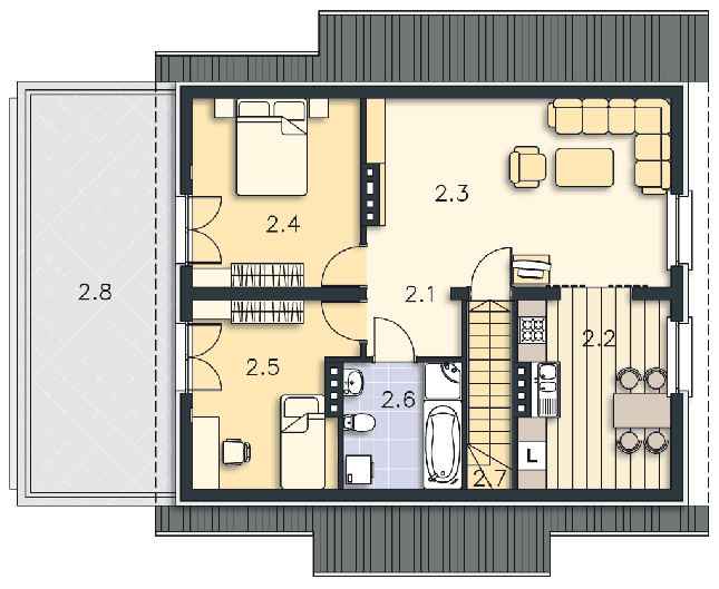 Rzut poddasza POW. 74,8 m²
