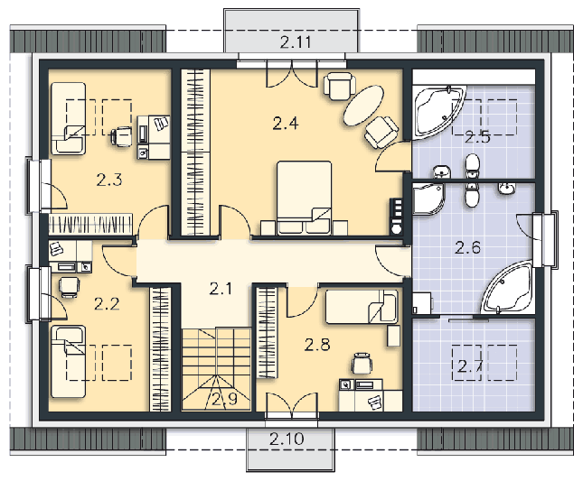 Rzut poddasza POW. 122,9 m²