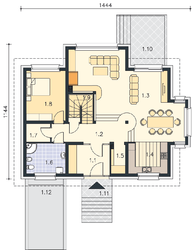 Rzut parteru POW. 111,0 m²