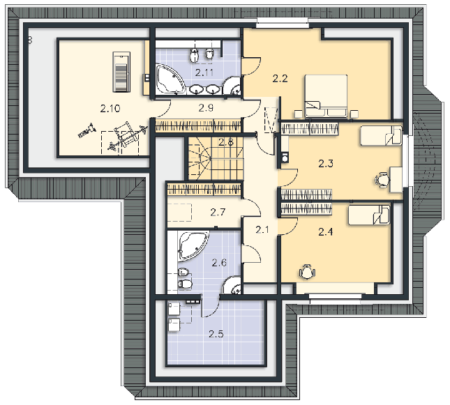Rzut poddasza POW. 161,6 m²