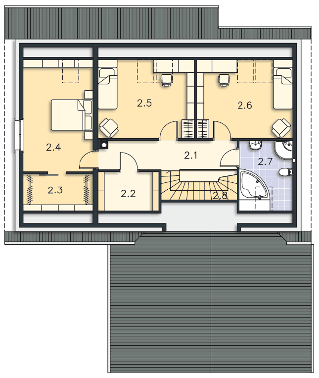 Rzut poddasza POW. 87,3 m²