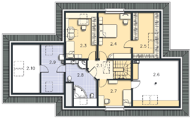Rzut poddasza POW. 145,4 m²